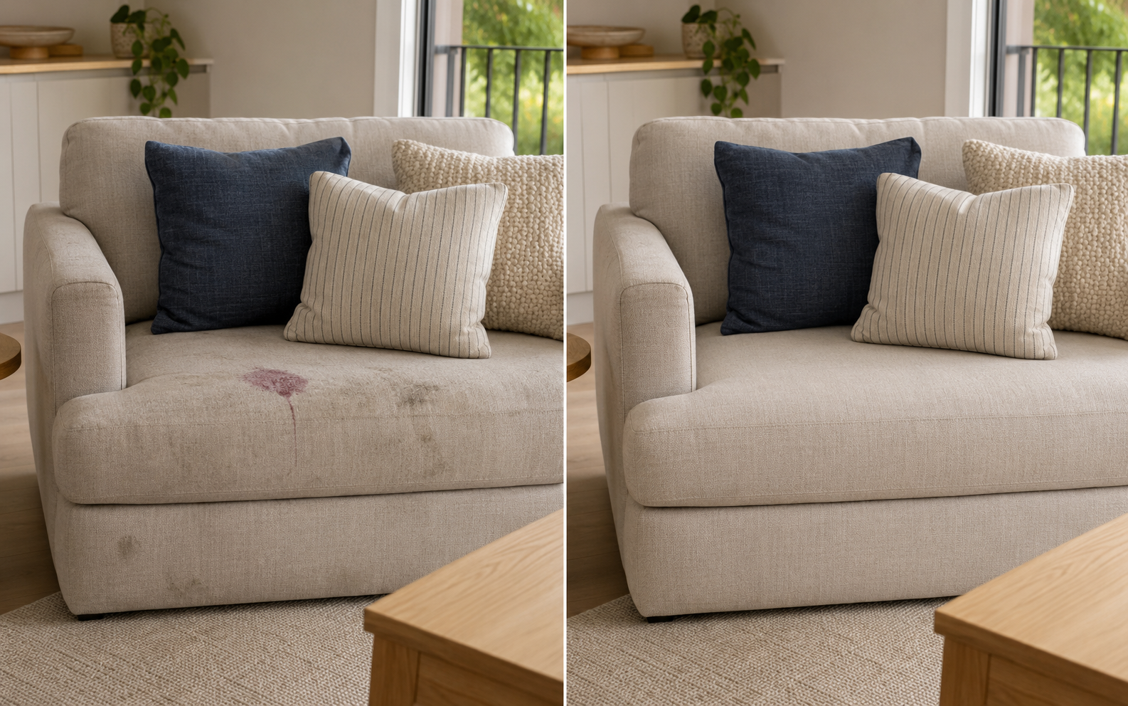 Lounges and chairs restored before and after professional cleaning